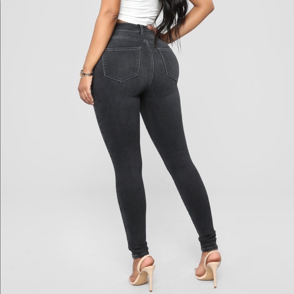 Blackish Grey High Waisted Skinny Jeans - Picture 6 of 8